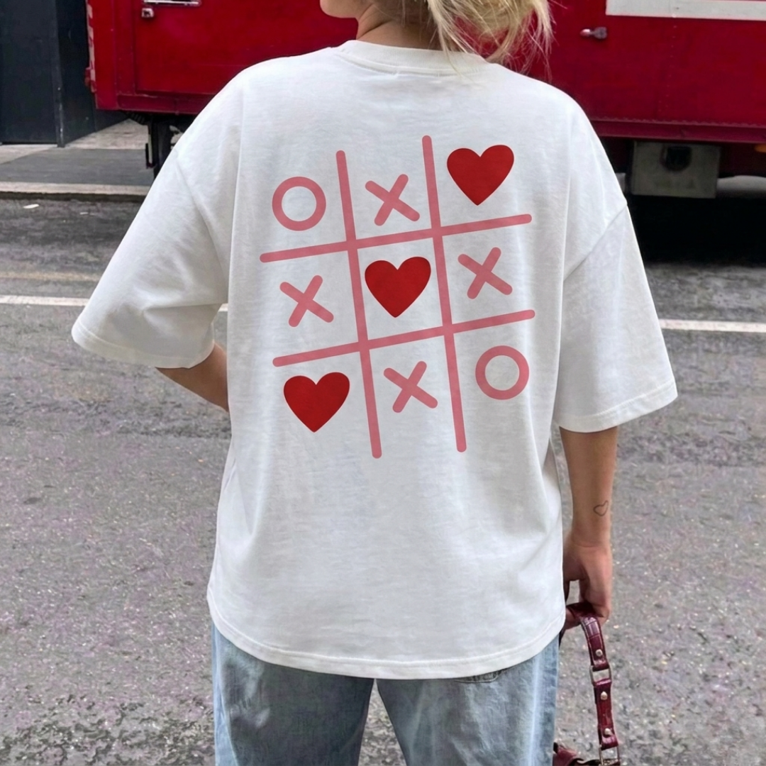Tic Tac Toe Baskılı Oversize Tişört