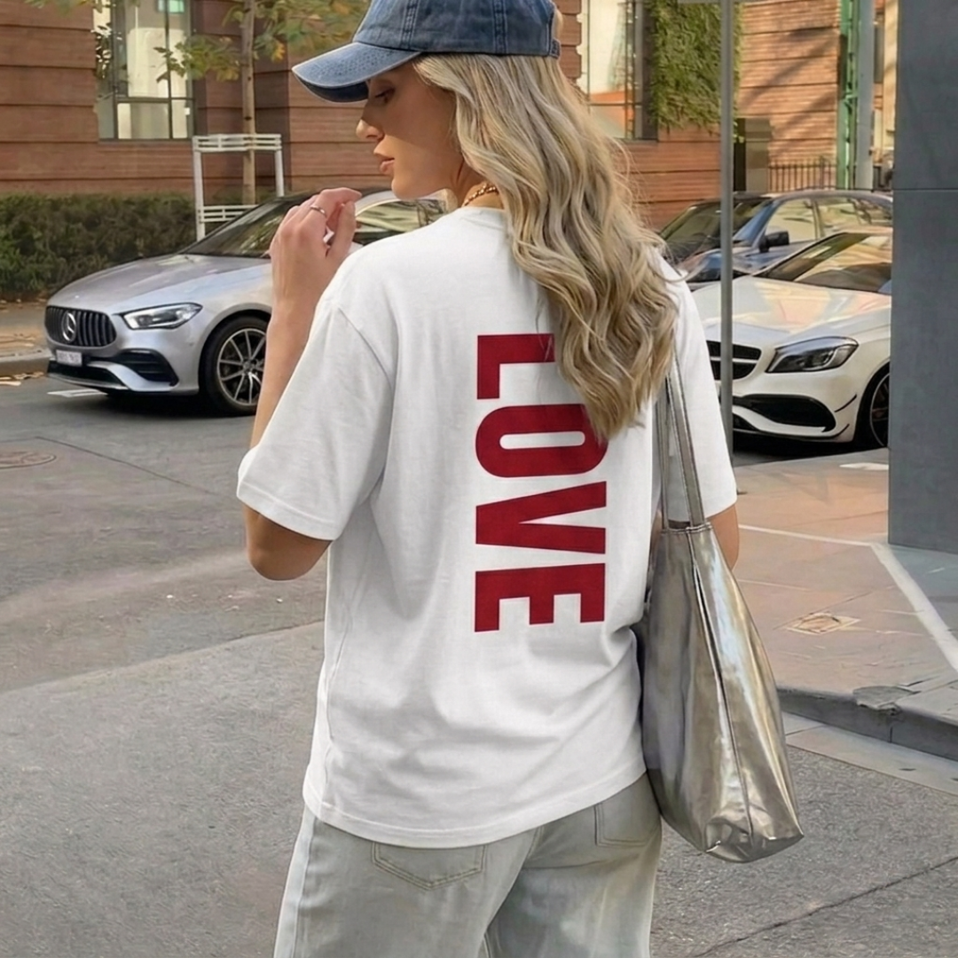 LOVE Baskılı Oversize Tişört