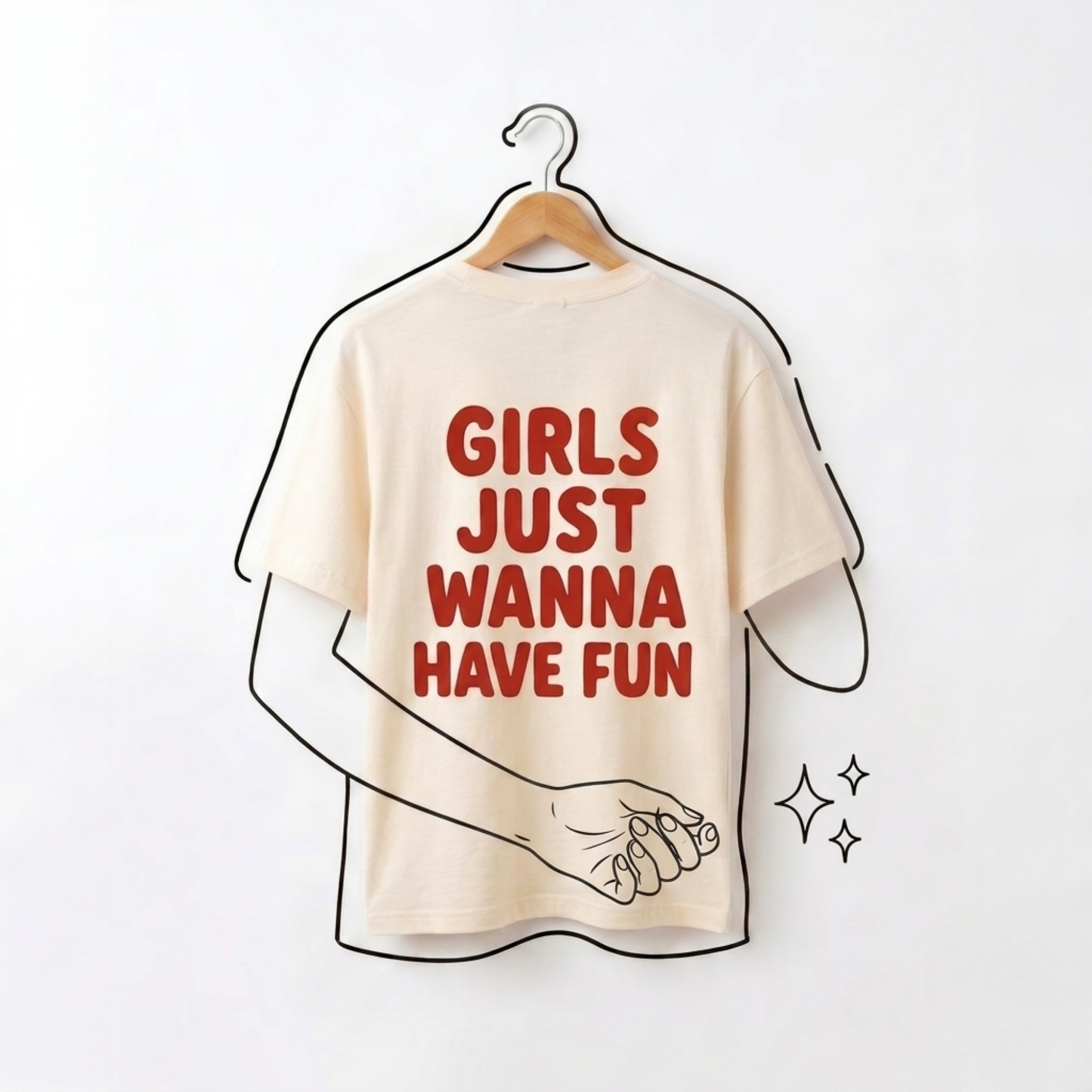 Girls Just Wanna Have Fun Baskılı Oversize Tişört