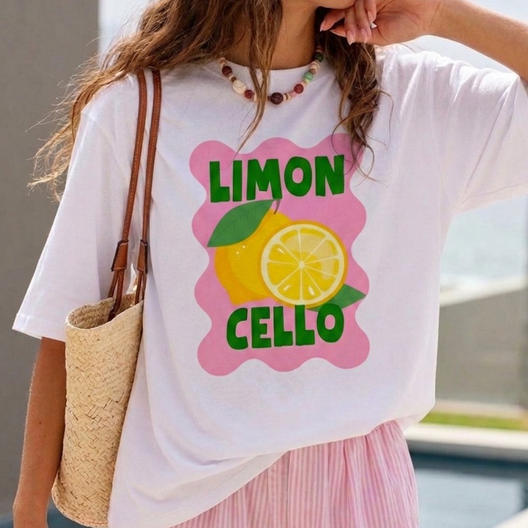 Limoncello Baskılı Oversize Tişört