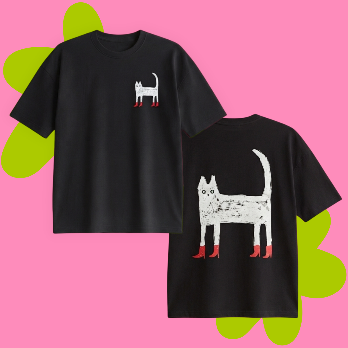 Catsy Chic Baskılı Oversize Tişört