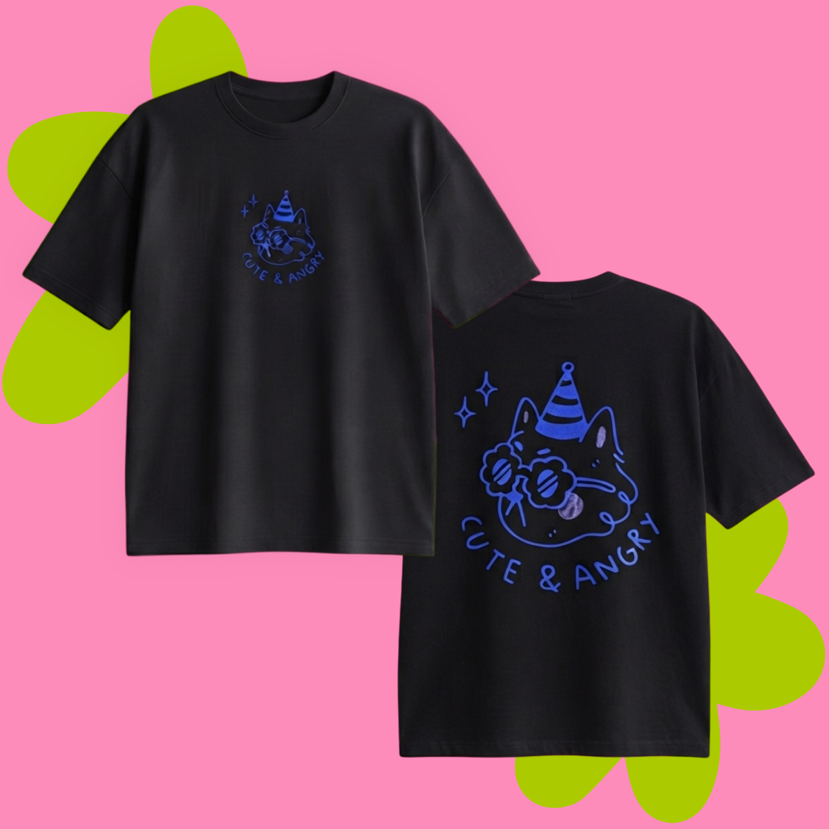 Cute & Angry Baskılı Oversize Tişört