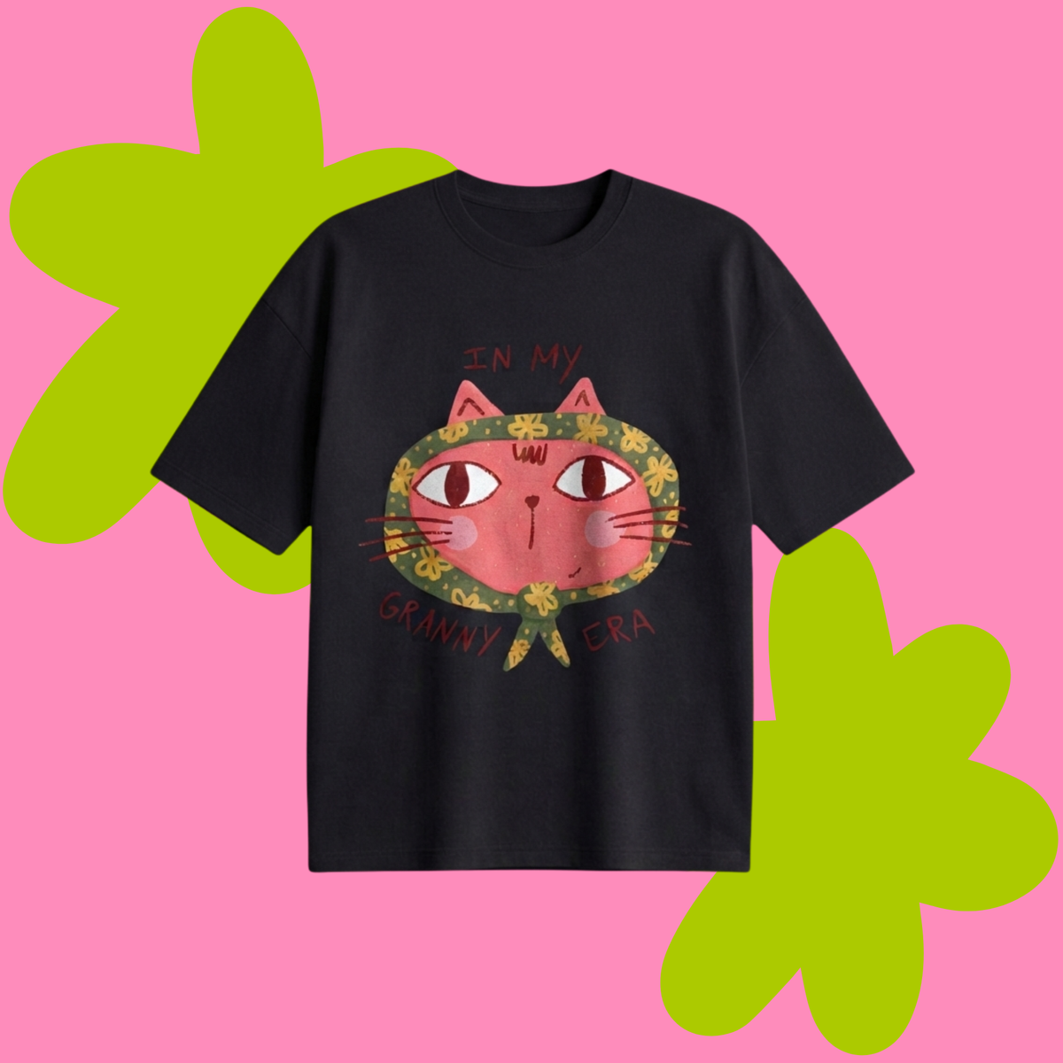 Granny Era Baskılı Oversize Tişört