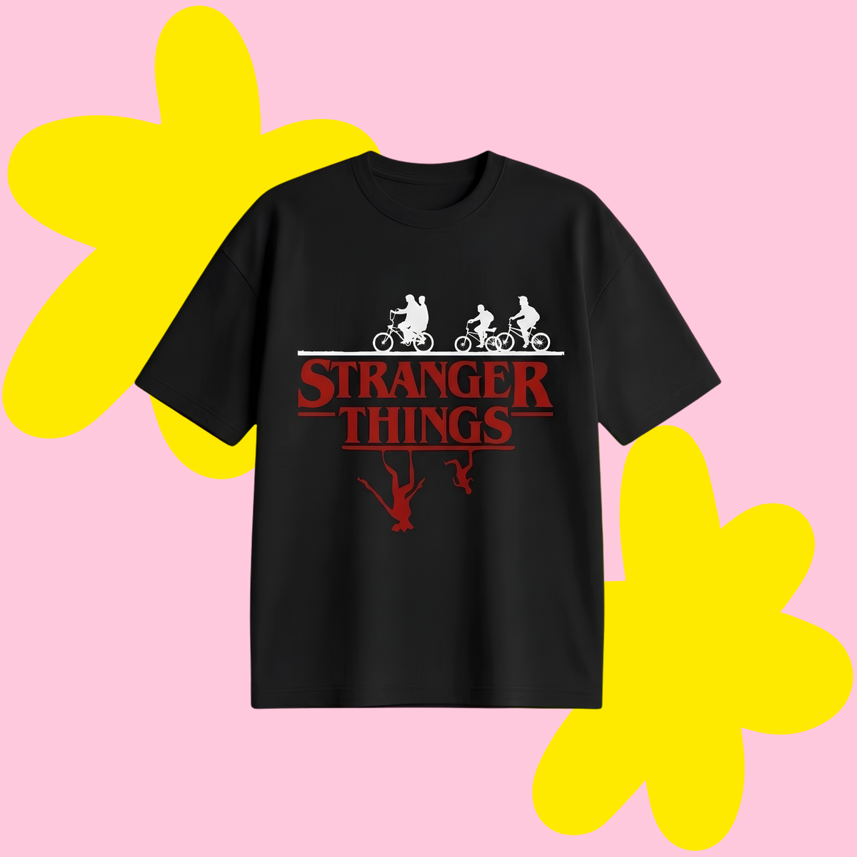 Stranger Things Baskılı Oversize Tişört