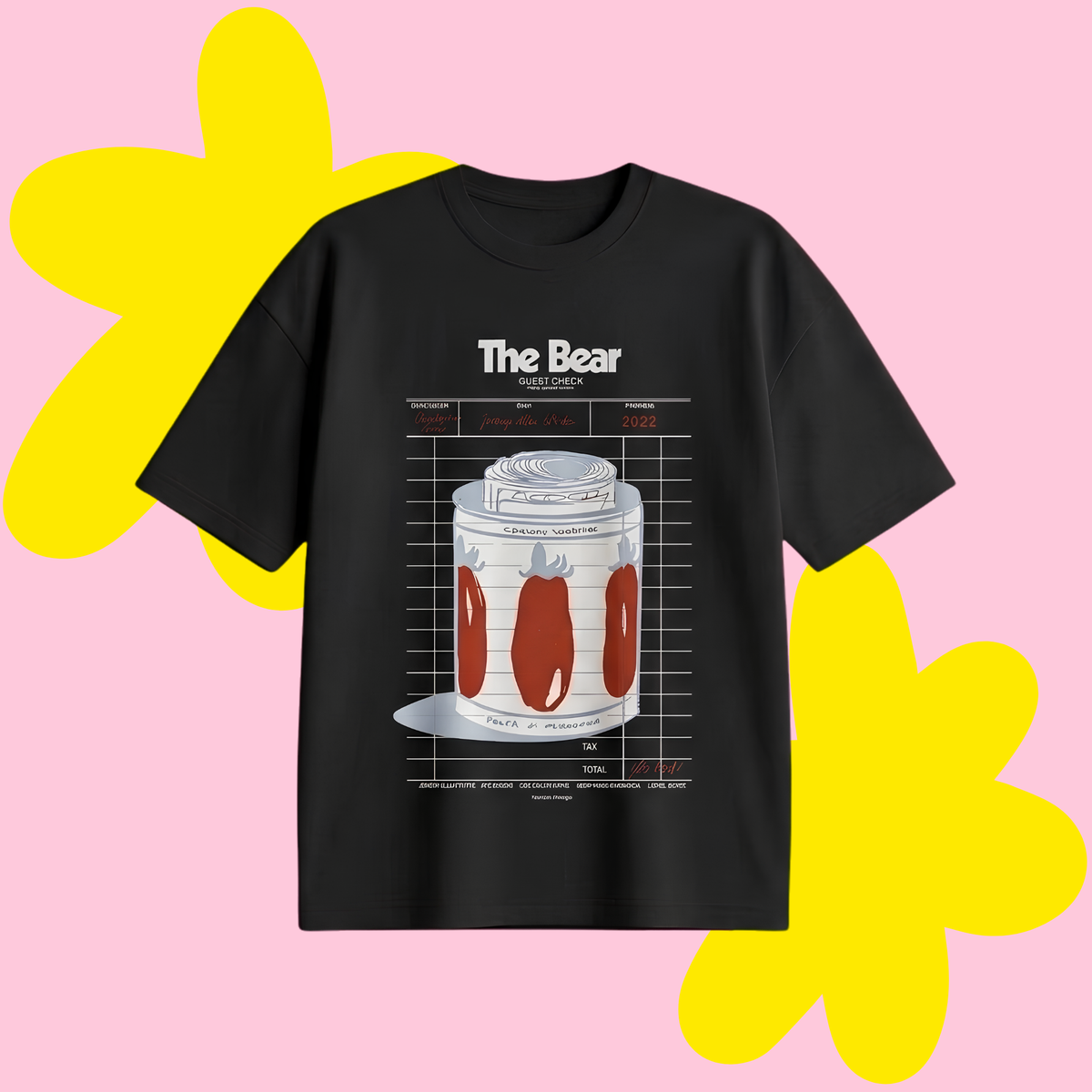 The Bear Check Baskılı Oversize Tişört