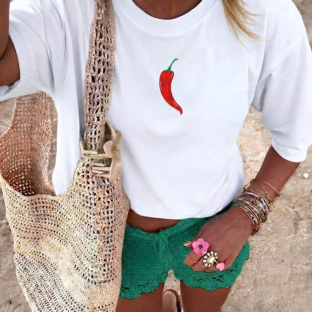 Lucky Pepper Baskılı Oversize Tişört