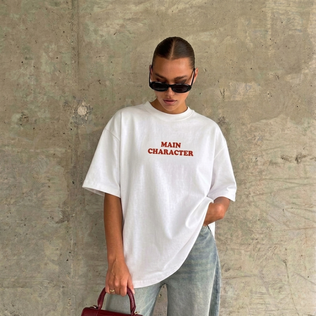 Main Character Baskılı Oversize Tişört