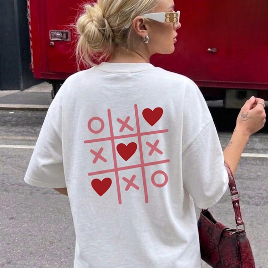 Tic Tac Toe Baskılı Oversize Tişört