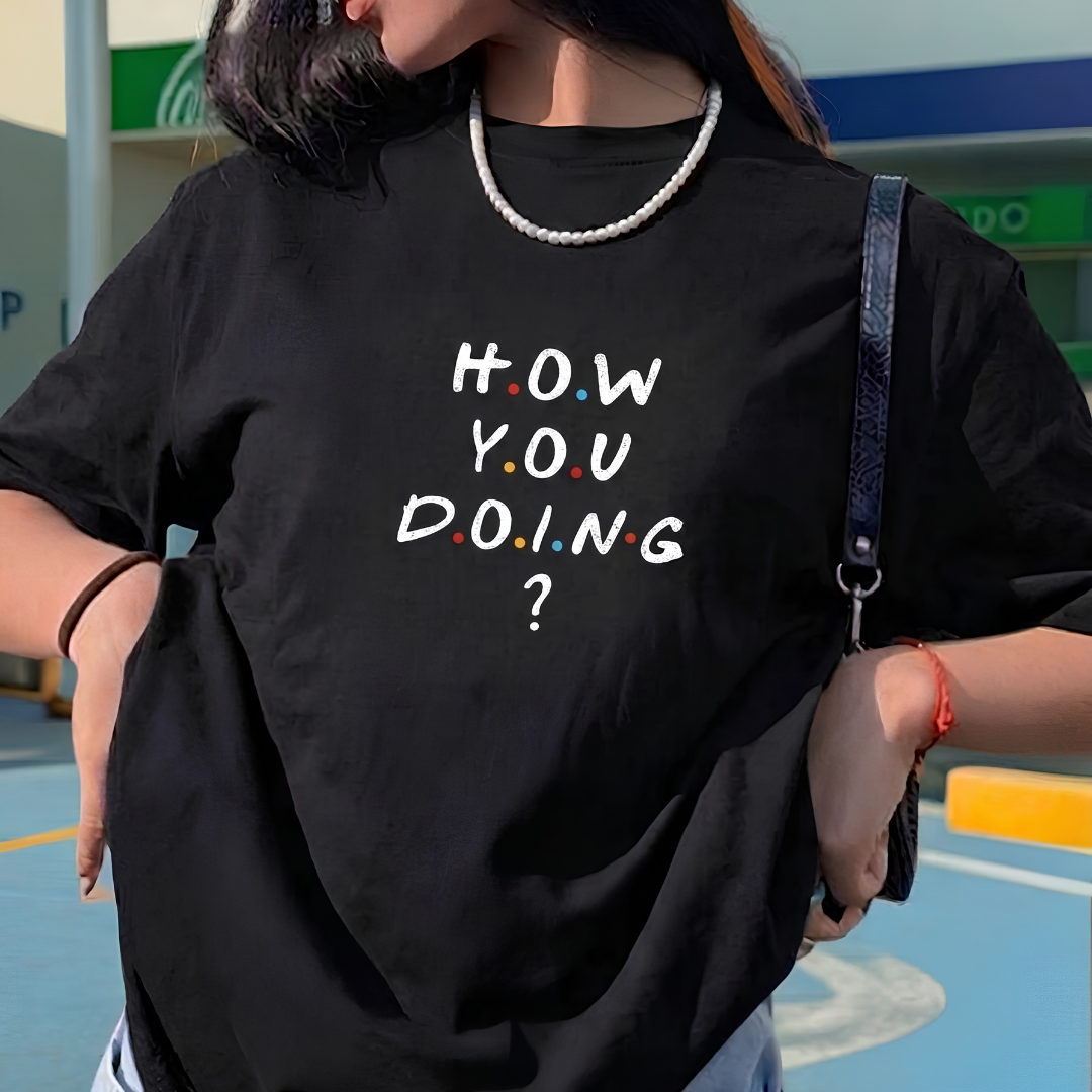 How You Doing? Friends Baskılı Oversize Tişört