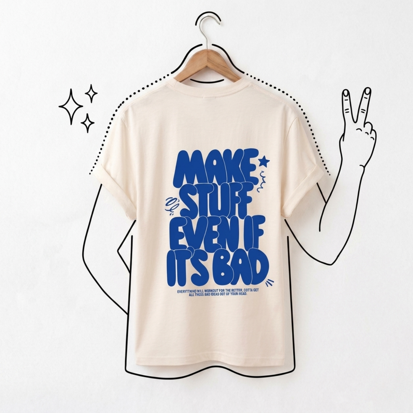 Make Stuff Baskılı Oversize Tişört