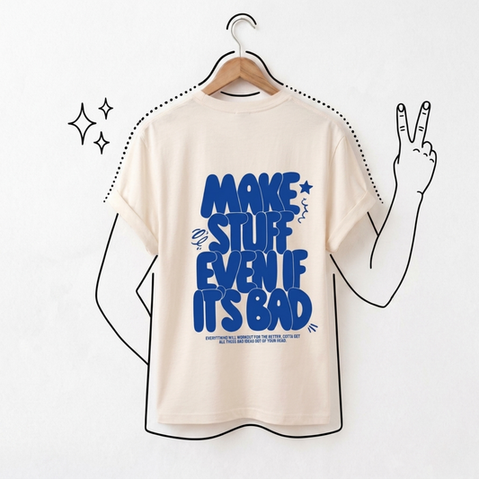 Make Stuff Baskılı Oversize Tişört