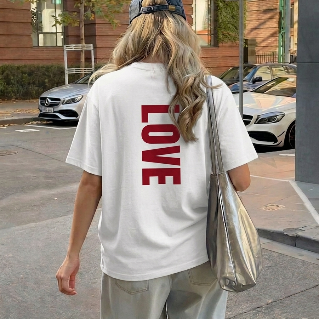 LOVE Baskılı Oversize Tişört