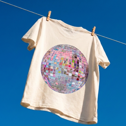Pink Disco Baskılı Oversize Tişört