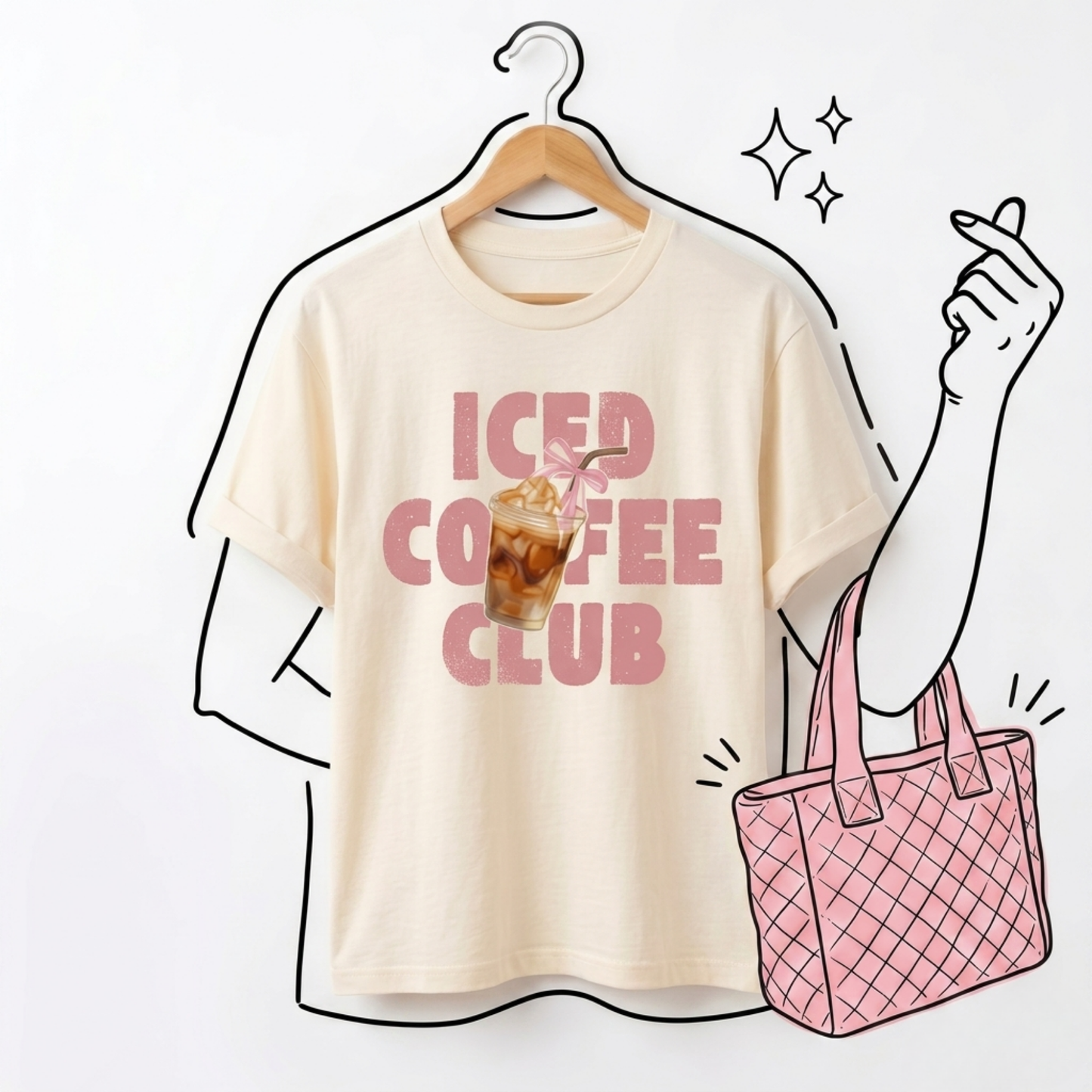Iced Coffee Club Baskılı Oversize Tişört