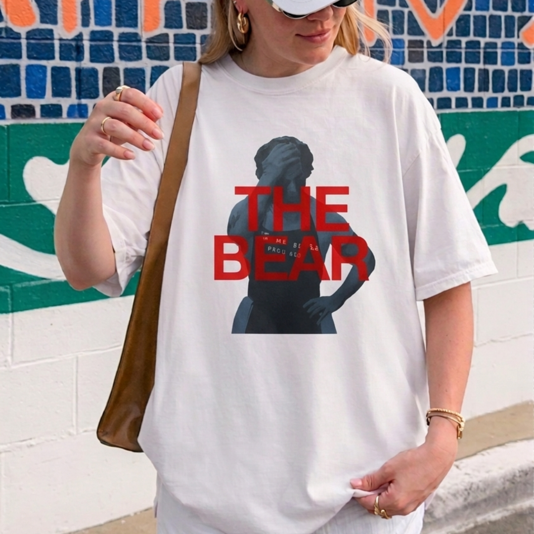 The Bear Baskılı Oversize Tişört
