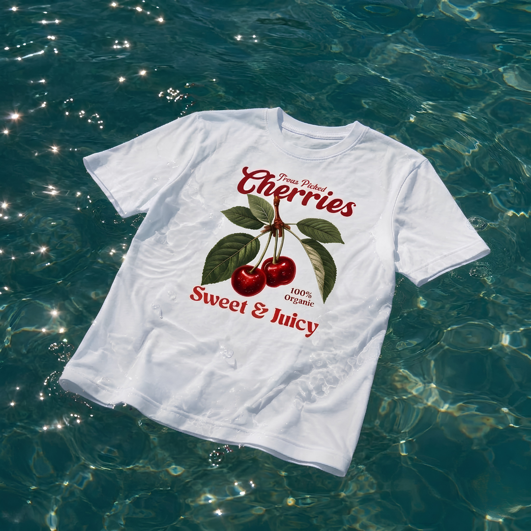 Cherries Baskılı Oversize Tişört