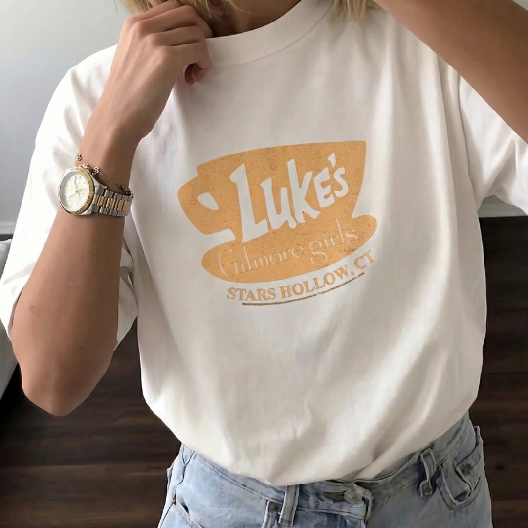 Luke's Gilmore Girls Baskılı Oversize Tişört