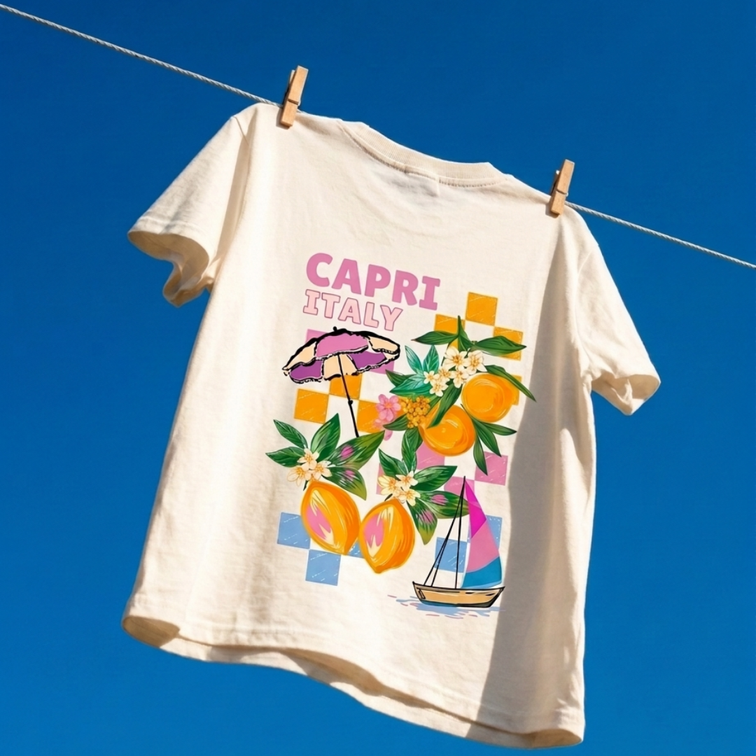 Capri Italy Baskılı Oversize Tişört