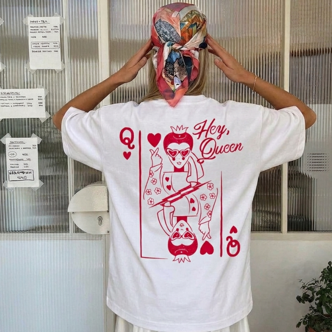 Hey Queen Baskılı Oversize Tişört