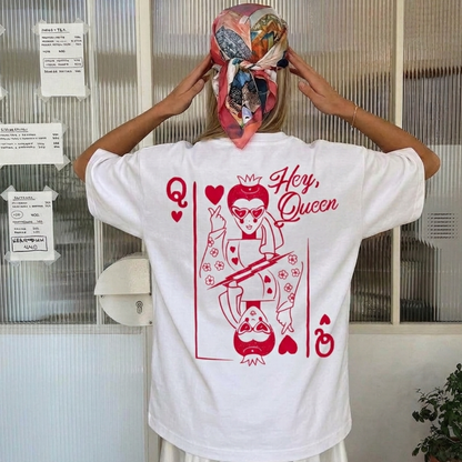Hey Queen Baskılı Oversize Tişört
