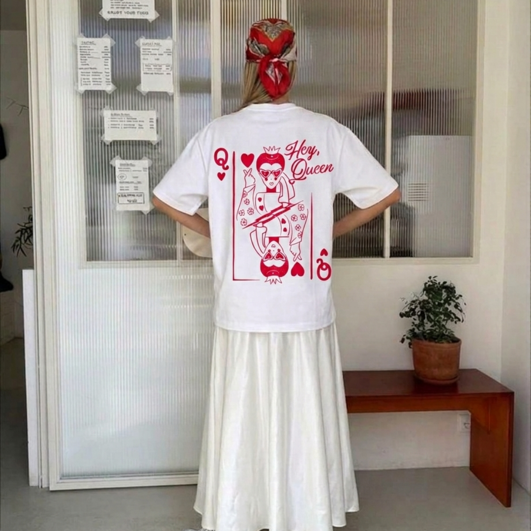 Hey Queen Baskılı Oversize Tişört