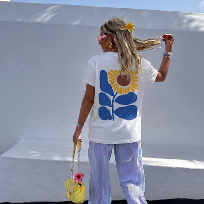 Sunflower Baskılı Oversize Tişört