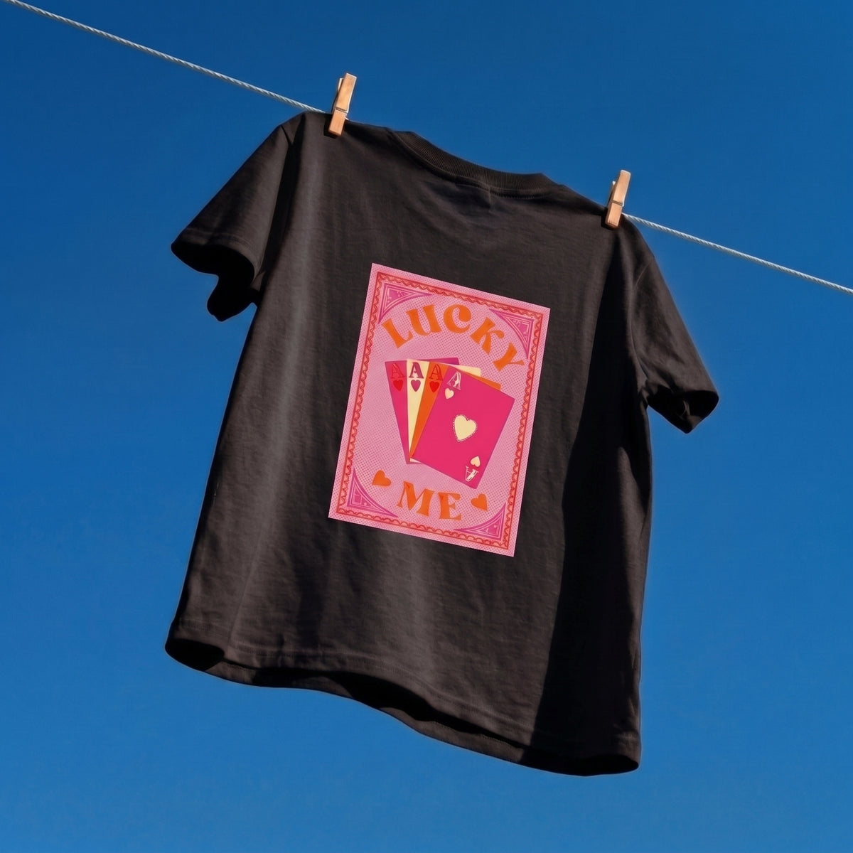 Lucky Me Baskılı Oversize Tişört