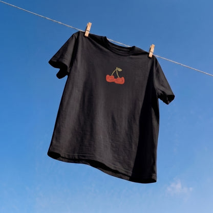 Cherry Hat Baskılı Oversize Tişört