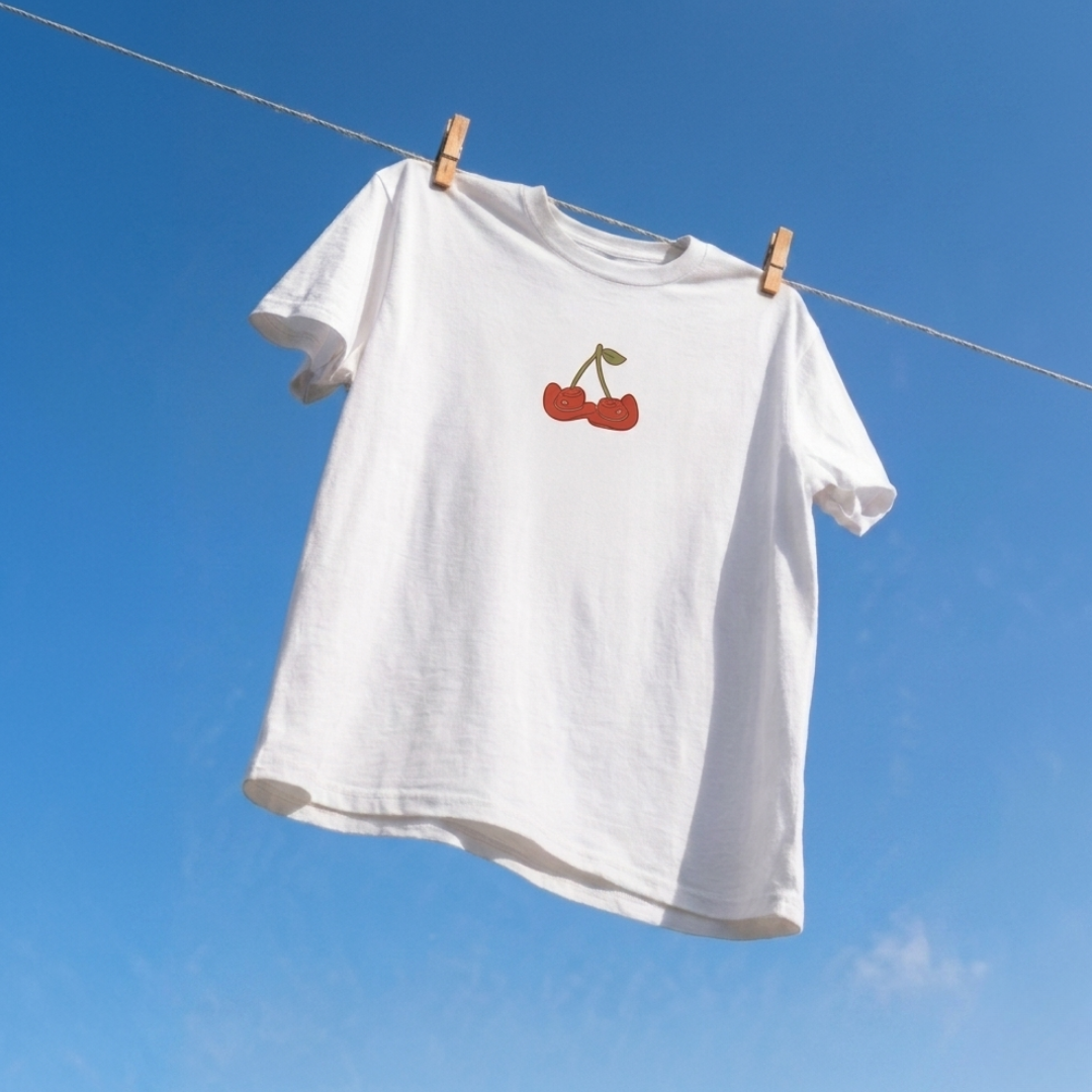 Cherry Hat Baskılı Oversize Tişört