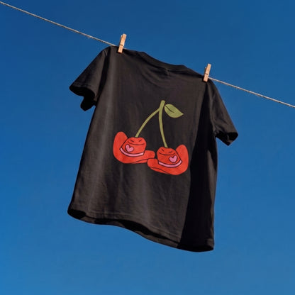 Cherry Hat Baskılı Oversize Tişört