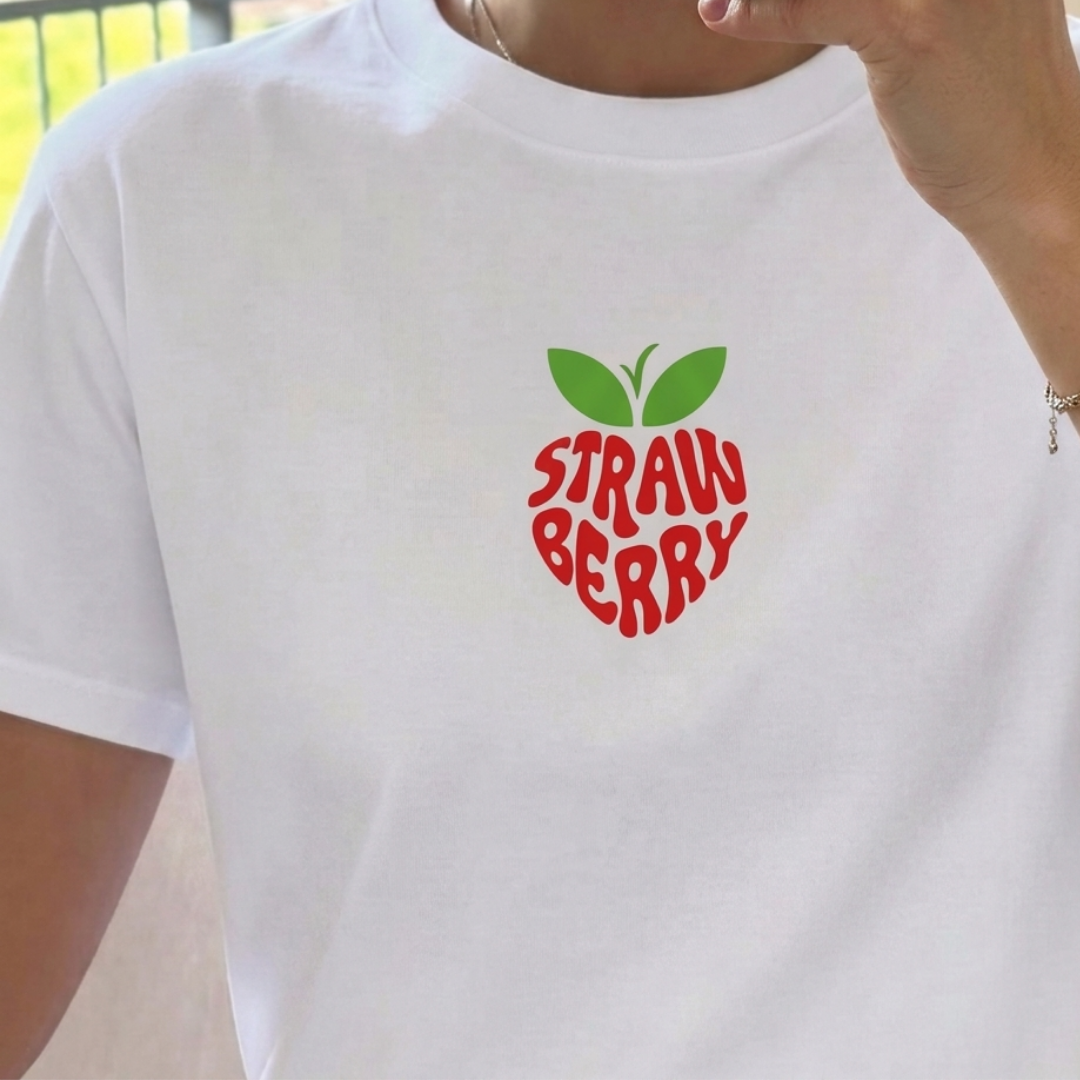 Strawberry Baskılı Oversize Tişört