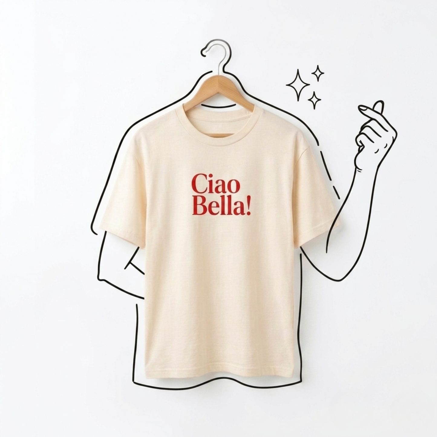 Ciao Bella! Baskılı Oversize Tişört