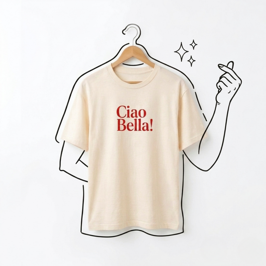 Ciao Bella! Baskılı Oversize Tişört