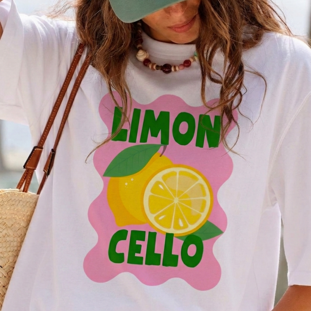 Limoncello Baskılı Oversize Tişört
