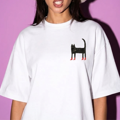 Catsy Chic Baskılı Oversize Tişört