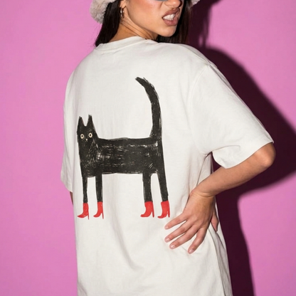 Catsy Chic Baskılı Oversize Tişört