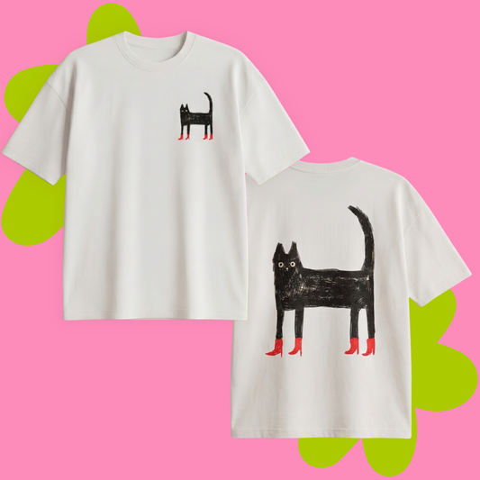 Catsy Chic Baskılı Oversize Tişört