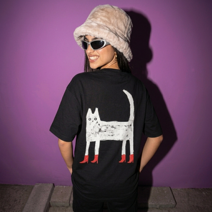 Catsy Chic Baskılı Oversize Tişört