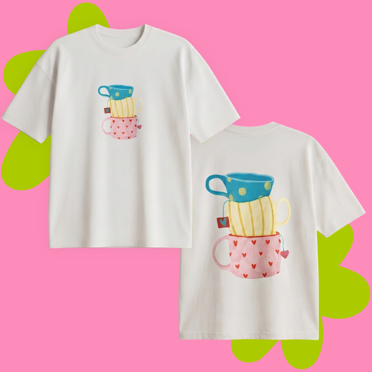Cups Baskılı Oversize Tişört
