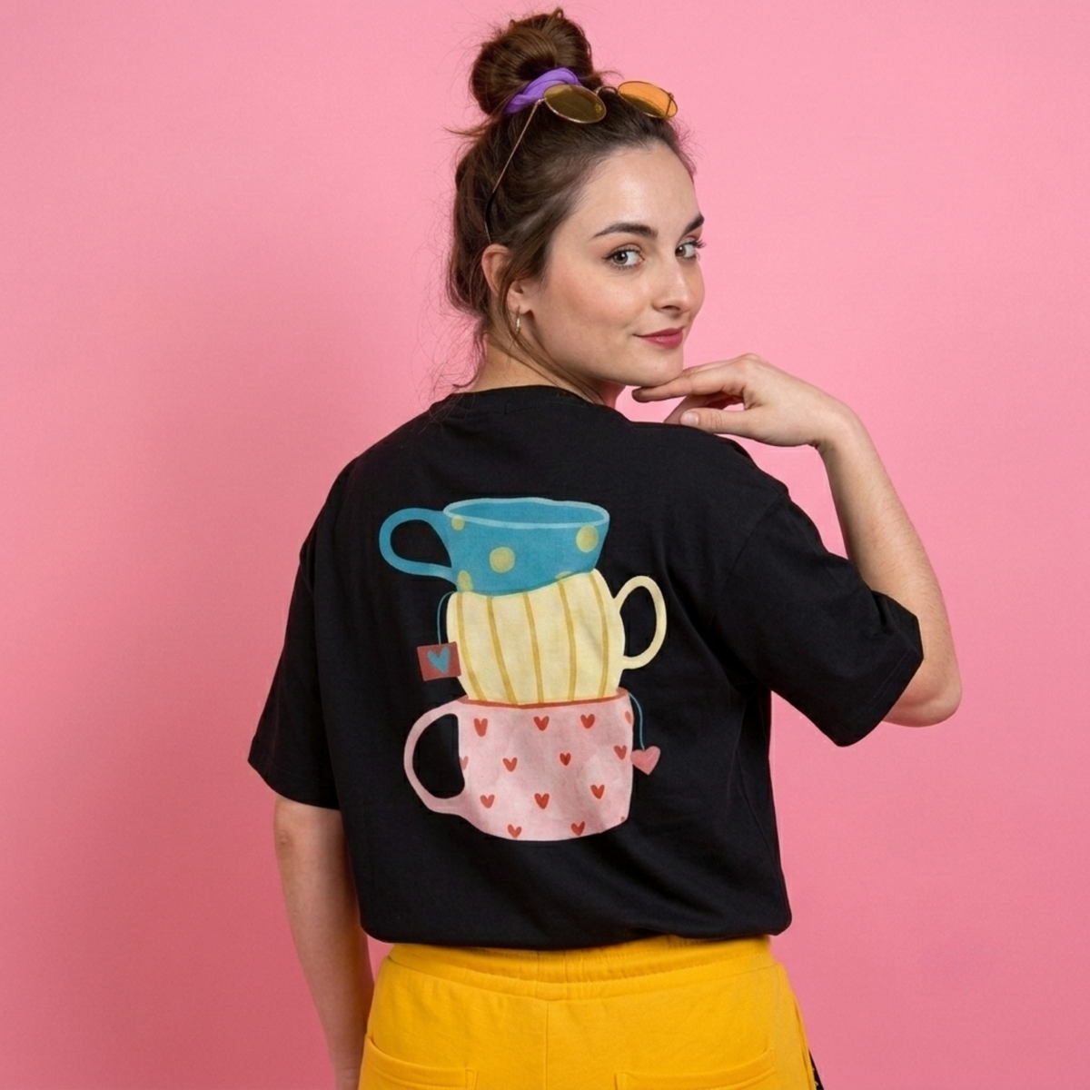 Cups Baskılı Oversize Tişört