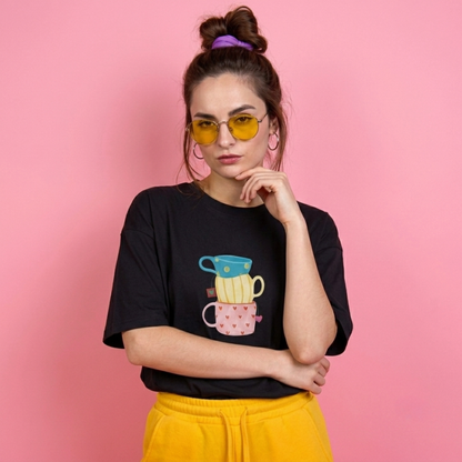 Cups Baskılı Oversize Tişört