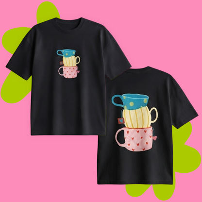 Cups Baskılı Oversize Tişört