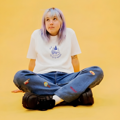 Cute & Angry Baskılı Oversize Tişört