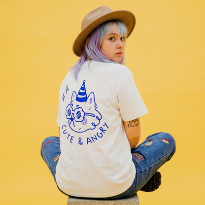 Cute & Angry Baskılı Oversize Tişört