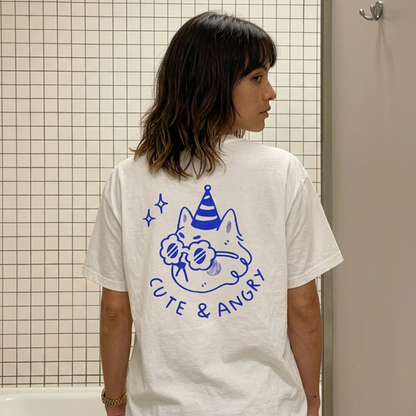 Cute & Angry Baskılı Oversize Tişört