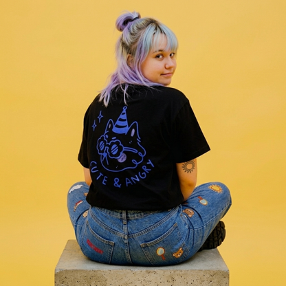 Cute & Angry Baskılı Oversize Tişört