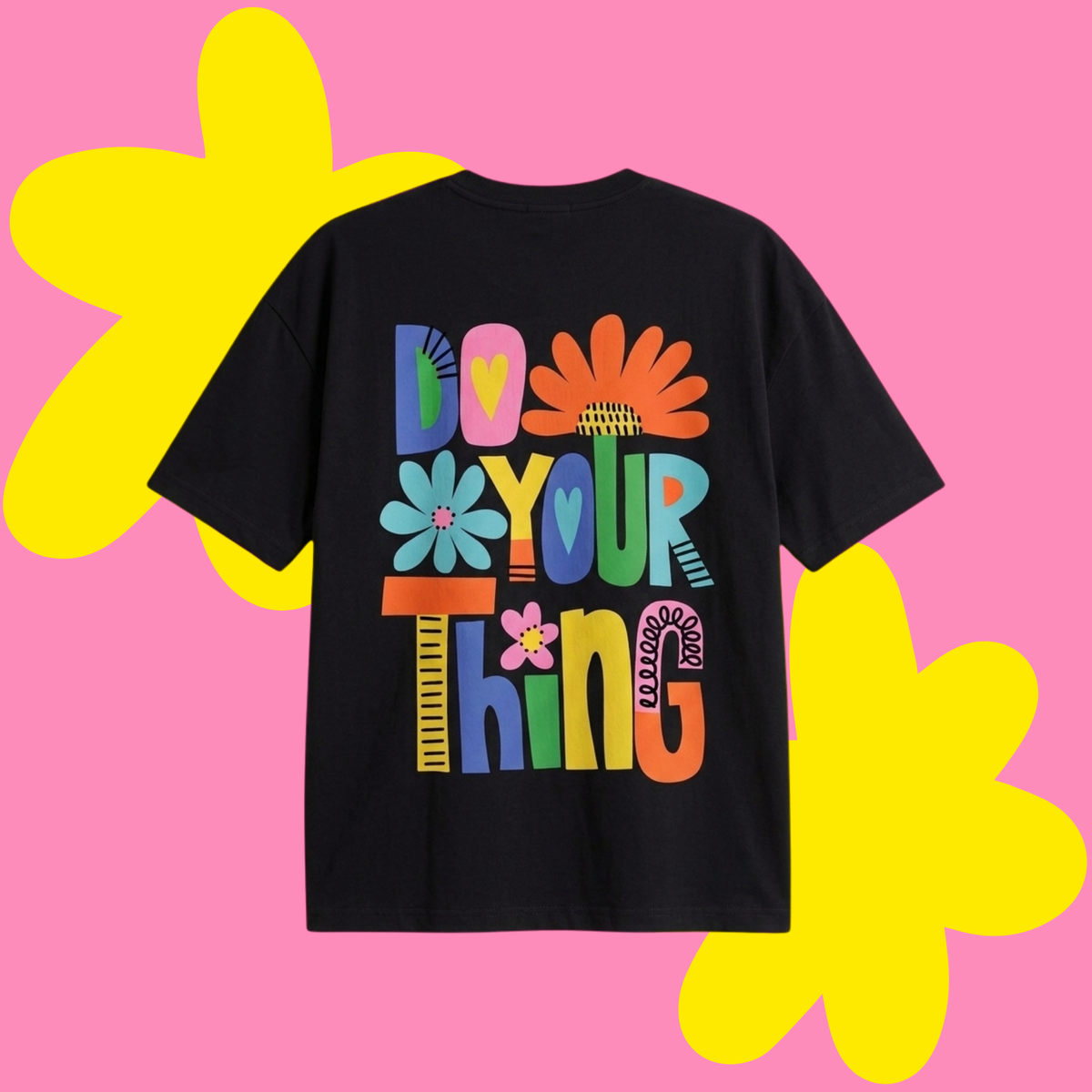 Do It Your Thing Baskılı Oversize Tişört