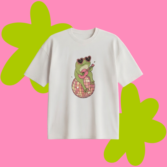 Froggy Baskılı Oversize Tişört