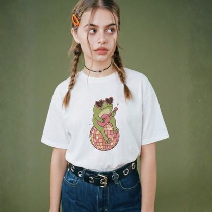 Froggy Baskılı Oversize Tişört