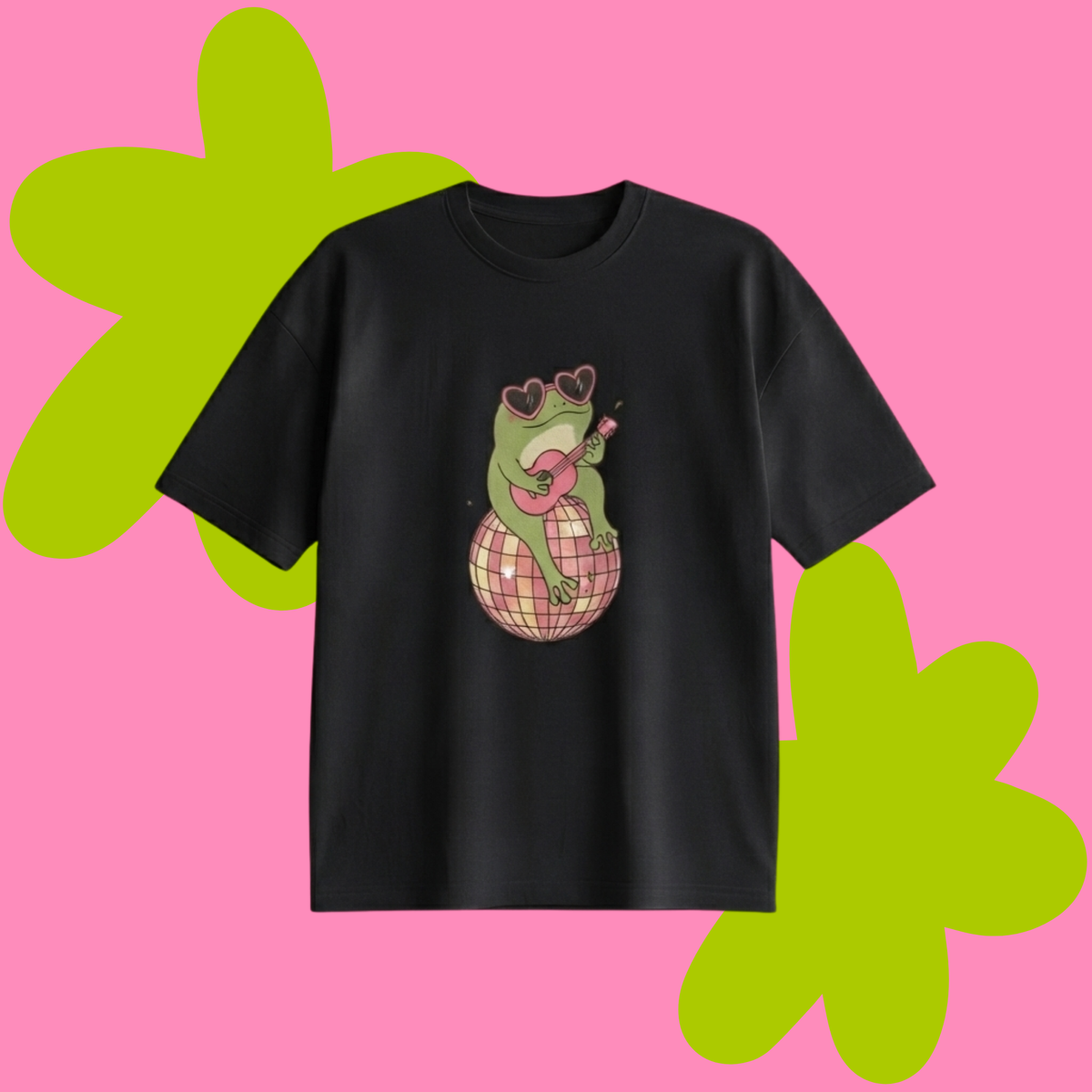 Froggy Baskılı Oversize Tişört